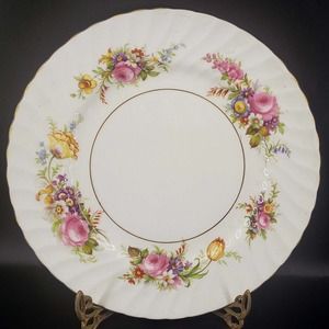 Vintage EB Foley Fine Bone China pink gold floral dinner plate